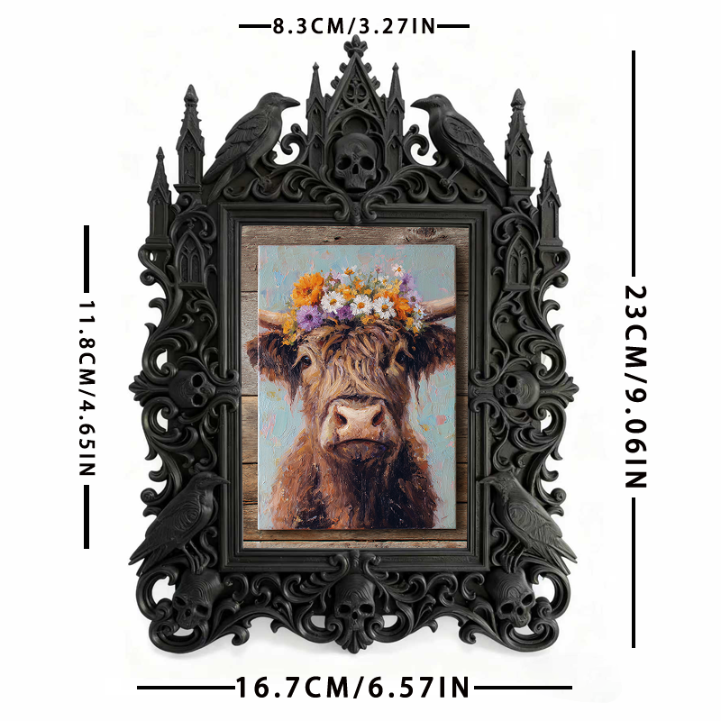 Bestselling-hit Gothic Dark-style Photo Frame | Gothic Craft Wine Label Shop Decor, Photo Ornament, Dual-use Display, Retro Plastic Frame