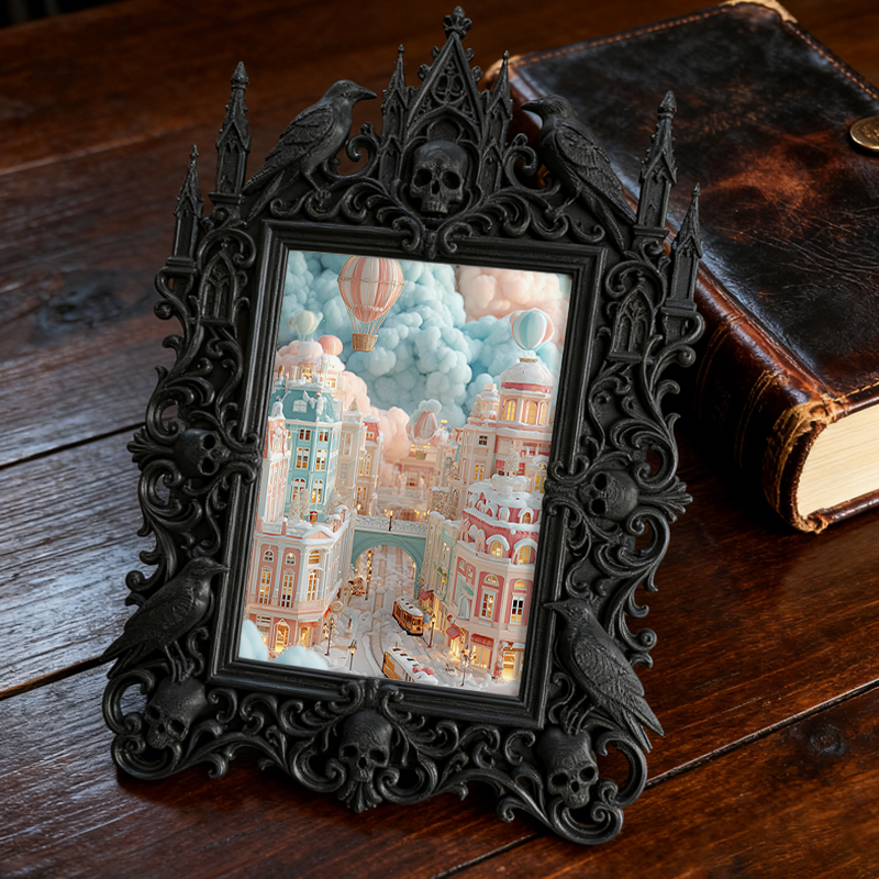 Customer-loved Gothic Dark-style Photo Frame | Vampire-themed Caf茅 Wall Decor, Photo Ornament, Dual-use Display, Sturdy Frame
