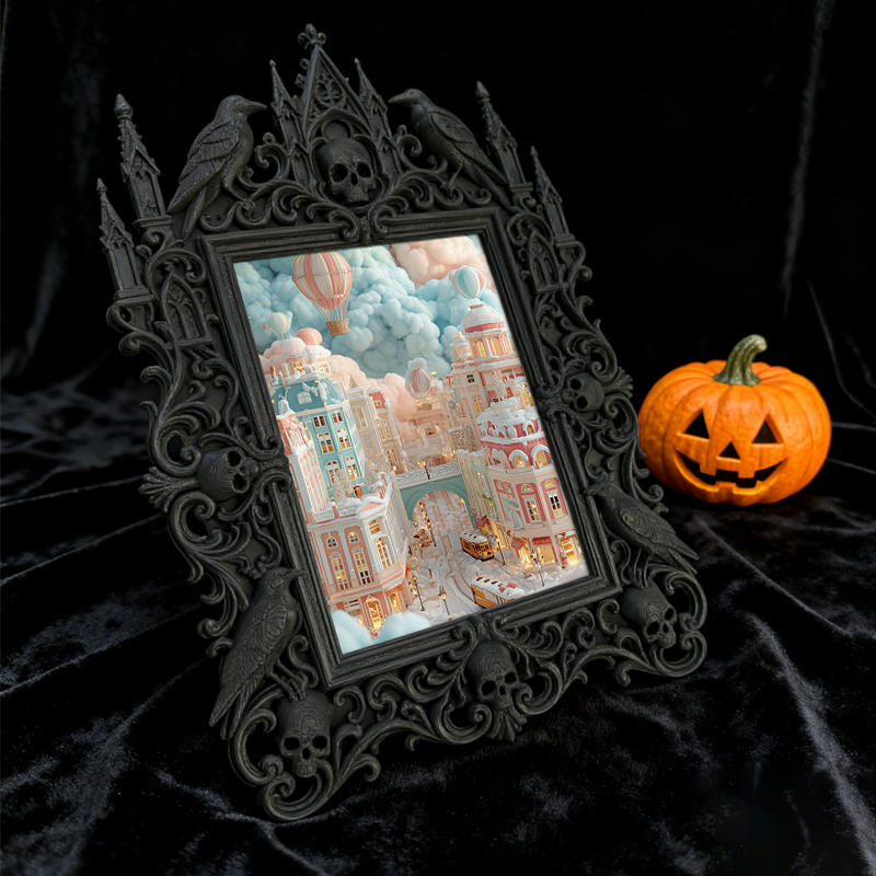 Customer-loved Gothic Dark-style Photo Frame | Vampire-themed Caf茅 Wall Decor, Photo Ornament, Dual-use Display, Sturdy Frame