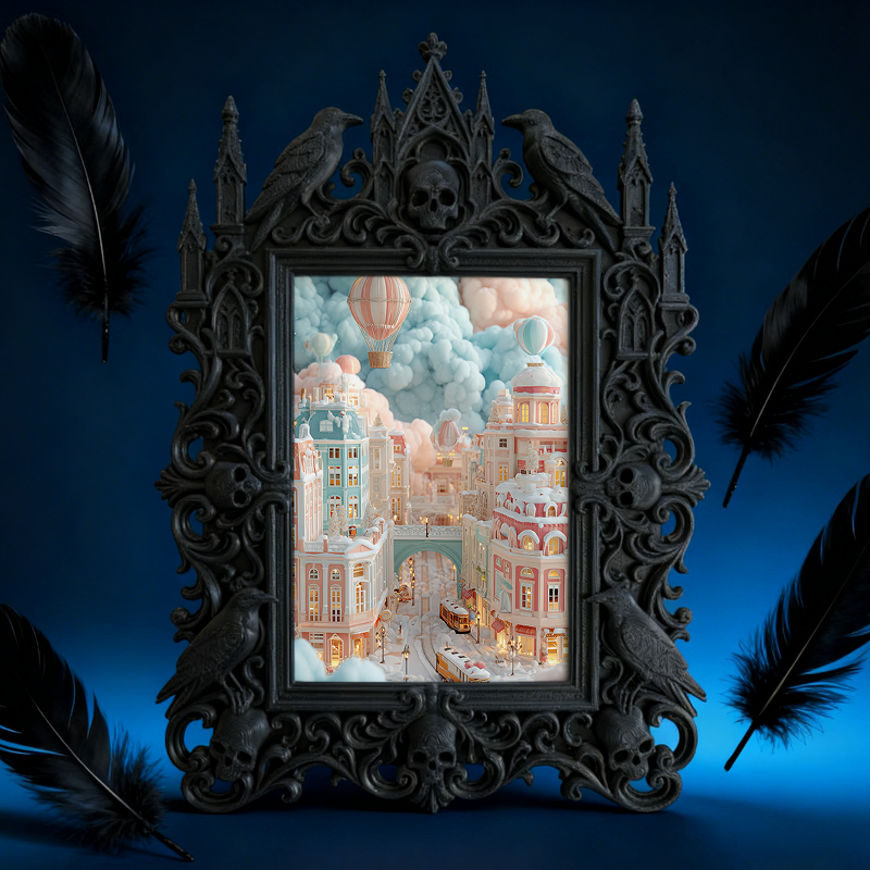 Customer-loved Gothic Dark-style Photo Frame | Vampire-themed Caf茅 Wall Decor, Photo Ornament, Dual-use Display, Sturdy Frame