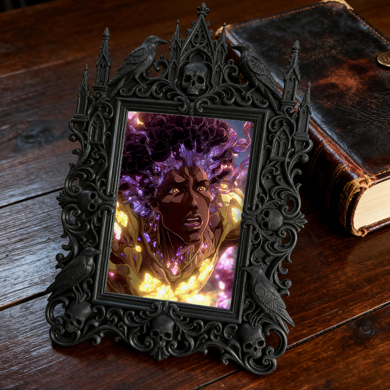 Sought-after Gothic Dark-style Photo Frame | Werewolf-themed Hunting Gear Shop Decor, Photo Ornament, Wall/Table Dual-use, Rustic Frame