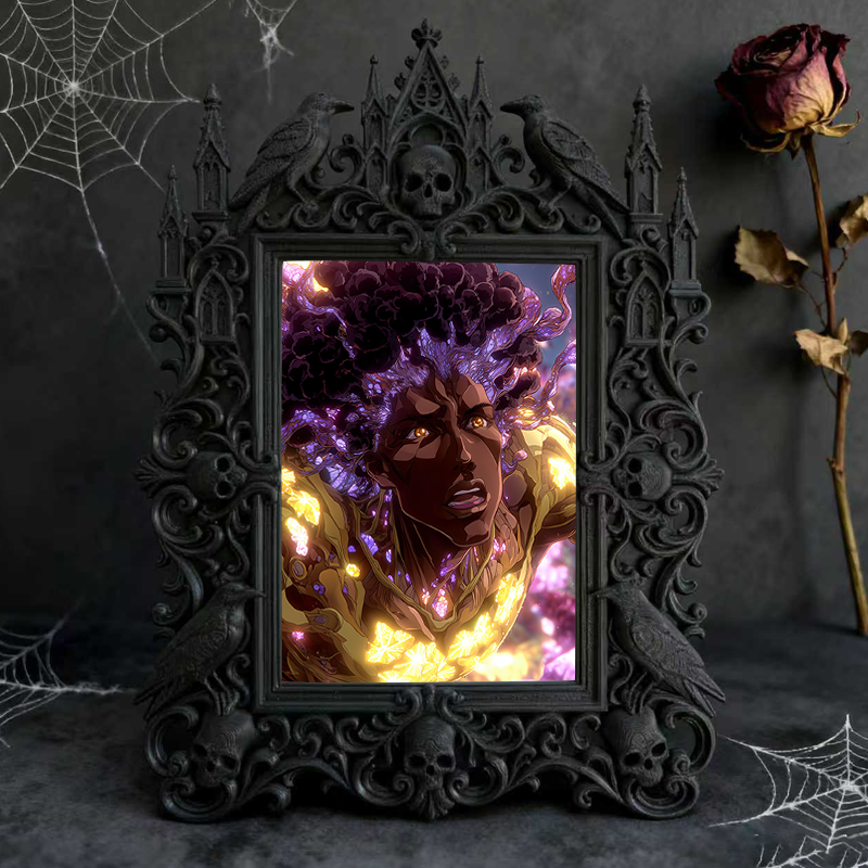 Sought-after Gothic Dark-style Photo Frame | Werewolf-themed Hunting Gear Shop Decor, Photo Ornament, Wall/Table Dual-use, Rustic Frame