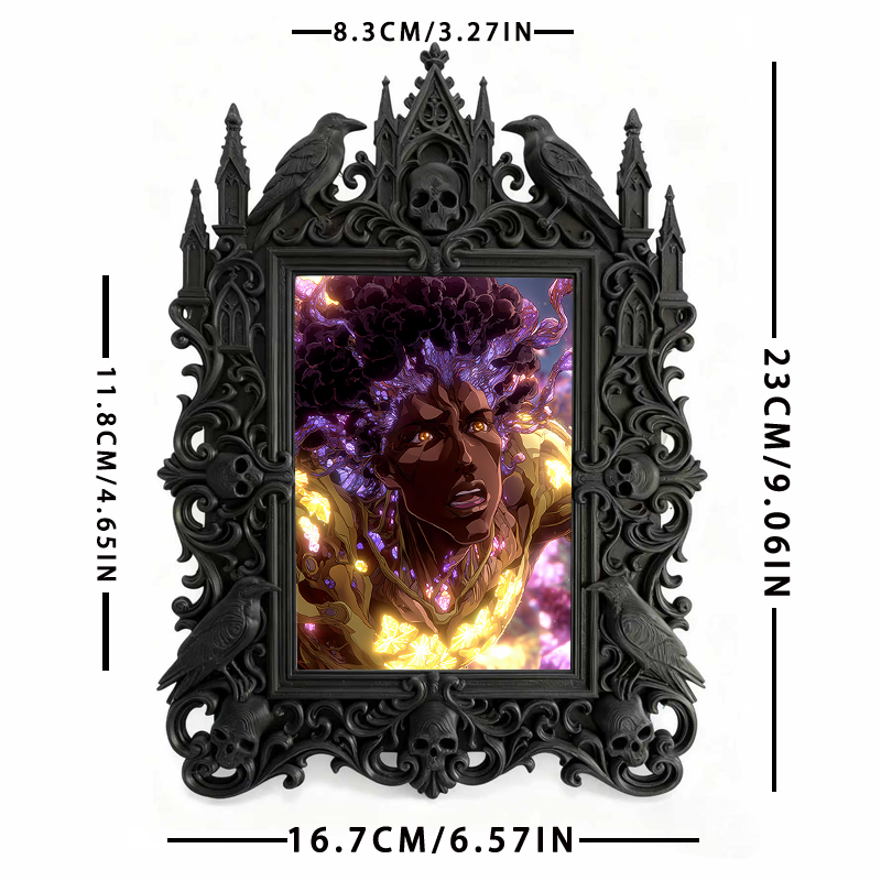 Sought-after Gothic Dark-style Photo Frame | Werewolf-themed Hunting Gear Shop Decor, Photo Ornament, Wall/Table Dual-use, Rustic Frame
