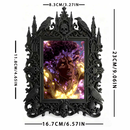 Sought-after Gothic Dark-style Photo Frame | Werewolf-themed Hunting Gear Shop Decor, Photo Ornament, Wall/Table Dual-use, Rustic Frame