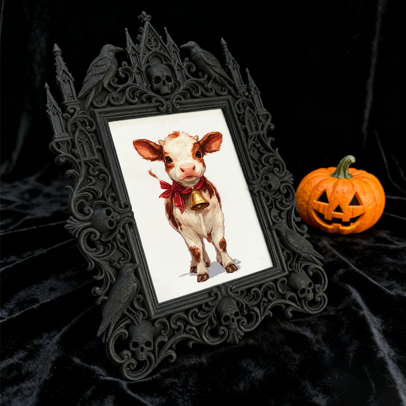 Reel-hit Gothic Dark-style Photo Frame | Gothic Brow Henna Shop Display Decor, Photo Ornament, Wall-mountable & Tabletop, High-gloss Frame