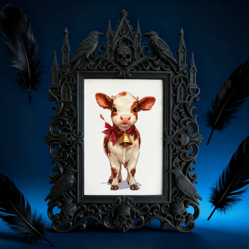 Reel-hit Gothic Dark-style Photo Frame | Gothic Brow Henna Shop Display Decor, Photo Ornament, Wall-mountable & Tabletop, High-gloss Frame