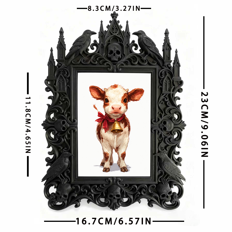 Reel-hit Gothic Dark-style Photo Frame | Gothic Brow Henna Shop Display Decor, Photo Ornament, Wall-mountable & Tabletop, High-gloss Frame