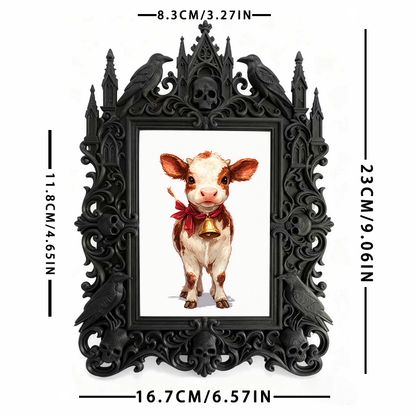 Reel-hit Gothic Dark-style Photo Frame | Gothic Brow Henna Shop Display Decor, Photo Ornament, Wall-mountable & Tabletop, High-gloss Frame