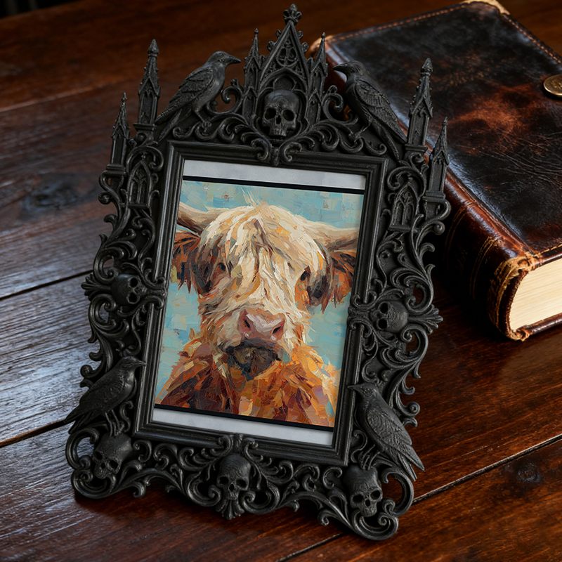 Cool-edgy Gothic Dark-style Photo Frame | Horror Video Game Merch Shop Decor, Photo Ornament, Dual-use Display, Minimalist Frame
