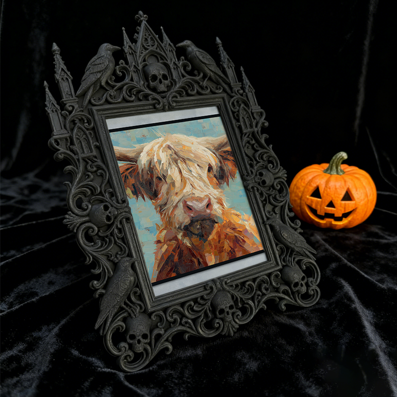 Cool-edgy Gothic Dark-style Photo Frame | Horror Video Game Merch Shop Decor, Photo Ornament, Dual-use Display, Minimalist Frame