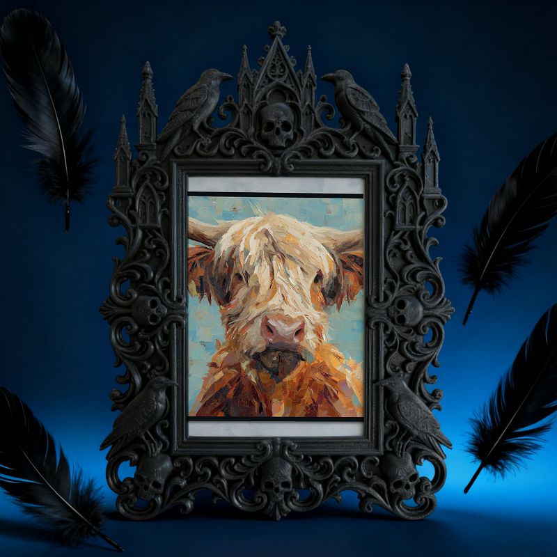Cool-edgy Gothic Dark-style Photo Frame | Horror Video Game Merch Shop Decor, Photo Ornament, Dual-use Display, Minimalist Frame
