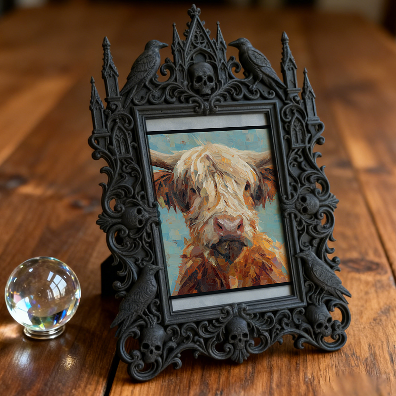 Cool-edgy Gothic Dark-style Photo Frame | Horror Video Game Merch Shop Decor, Photo Ornament, Dual-use Display, Minimalist Frame