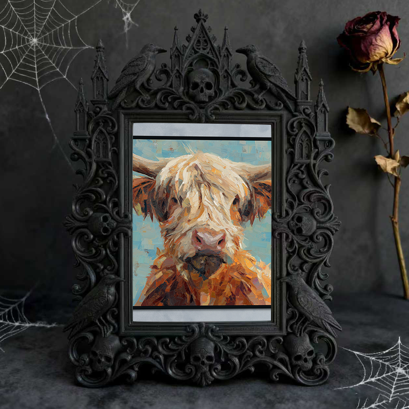 Cool-edgy Gothic Dark-style Photo Frame | Horror Video Game Merch Shop Decor, Photo Ornament, Dual-use Display, Minimalist Frame