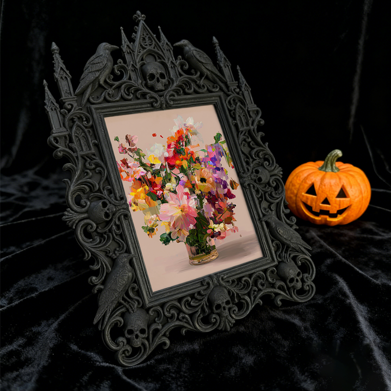 Classy-dark Gothic Dark-style Photo Frame | Dark Academia Book Repair Shop Decor, Photo Ornament, Wall-mountable & Tabletop, Practical Frame