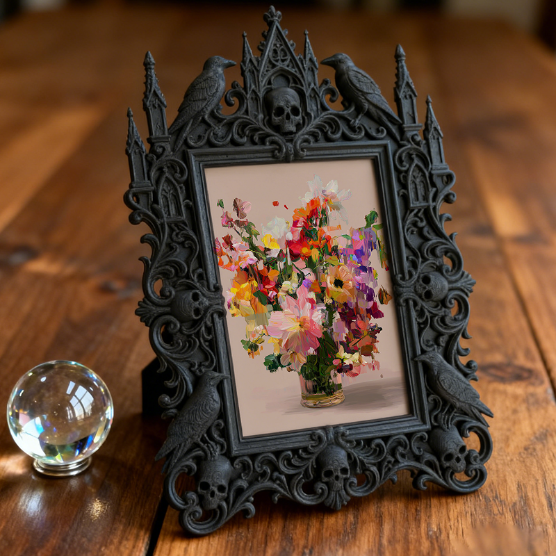 Classy-dark Gothic Dark-style Photo Frame | Dark Academia Book Repair Shop Decor, Photo Ornament, Wall-mountable & Tabletop, Practical Frame