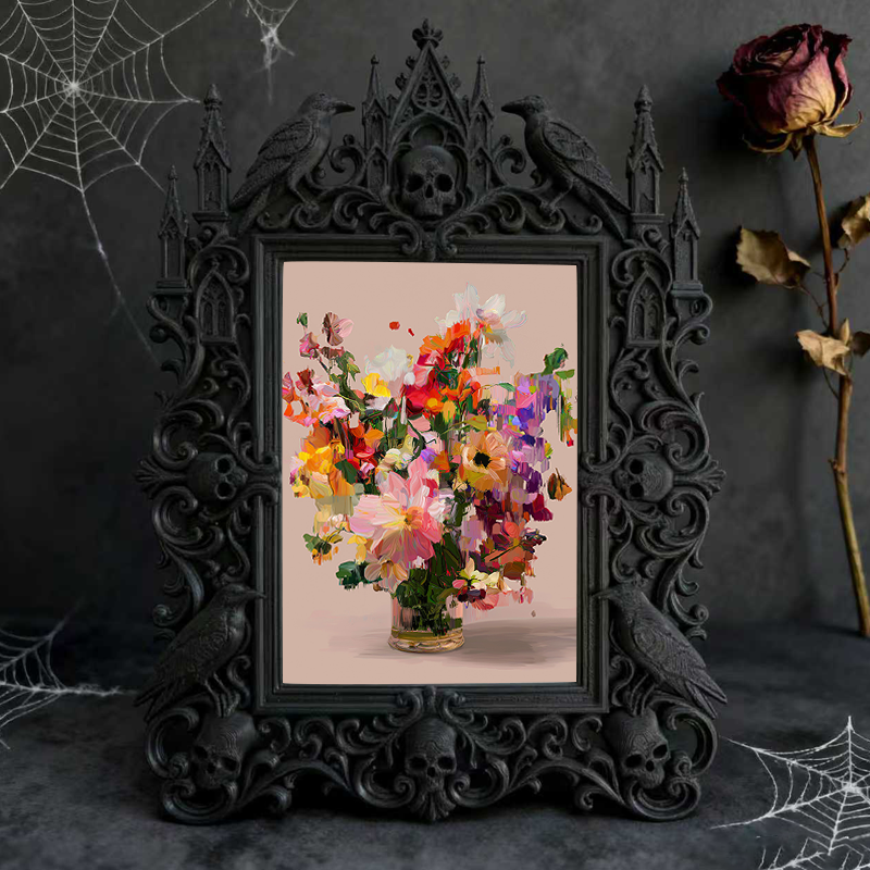 Classy-dark Gothic Dark-style Photo Frame | Dark Academia Book Repair Shop Decor, Photo Ornament, Wall-mountable & Tabletop, Practical Frame