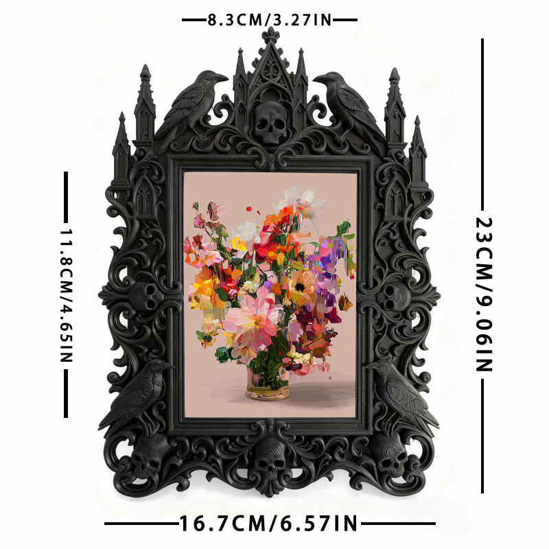 Classy-dark Gothic Dark-style Photo Frame | Dark Academia Book Repair Shop Decor, Photo Ornament, Wall-mountable & Tabletop, Practical Frame