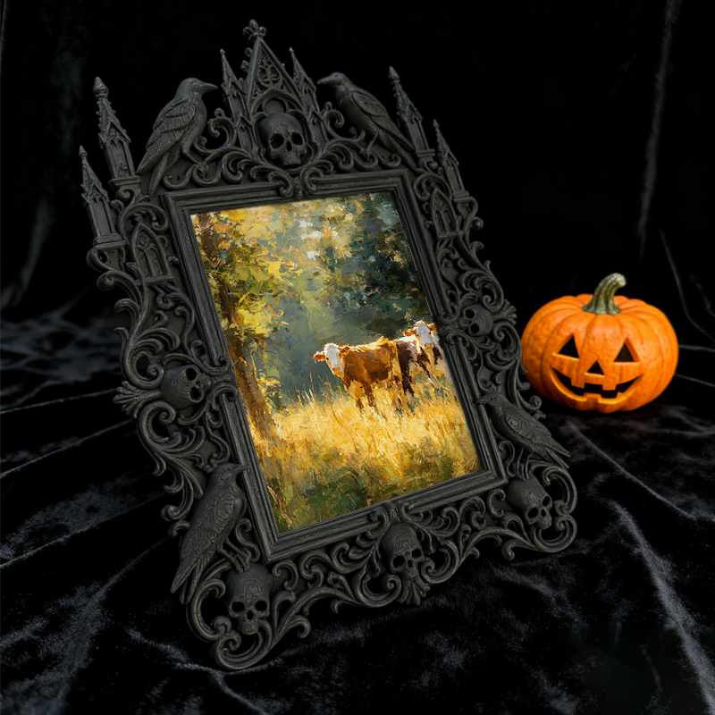 Unique-design Gothic Dark-style Photo Frame | Witchy Moon Phase Poster Shop Decor, Photo Ornament, Wall-mountable & Tabletop, Portable Frame