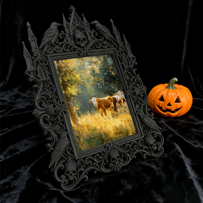 Unique-design Gothic Dark-style Photo Frame | Witchy Moon Phase Poster Shop Decor, Photo Ornament, Wall-mountable & Tabletop, Portable Frame