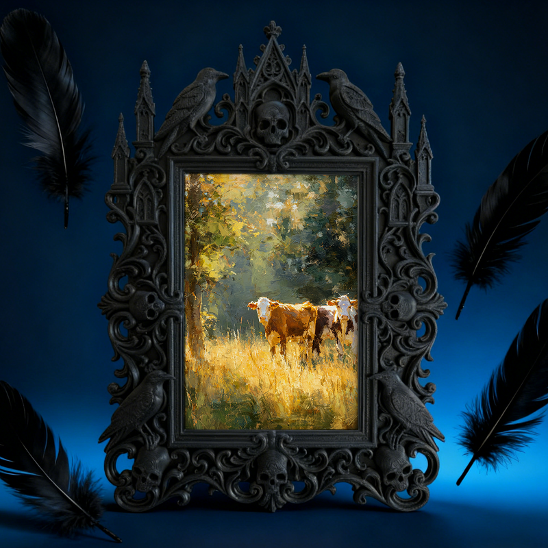 Unique-design Gothic Dark-style Photo Frame | Witchy Moon Phase Poster Shop Decor, Photo Ornament, Wall-mountable & Tabletop, Portable Frame
