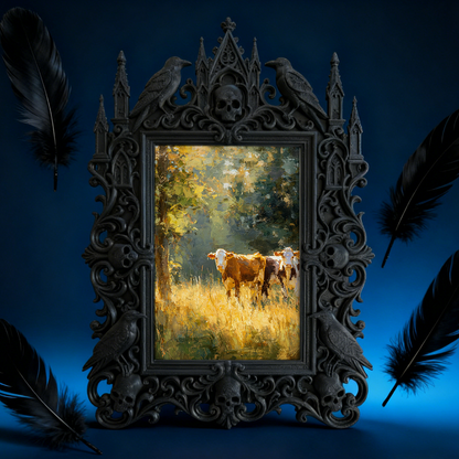 Unique-design Gothic Dark-style Photo Frame | Witchy Moon Phase Poster Shop Decor, Photo Ornament, Wall-mountable & Tabletop, Portable Frame