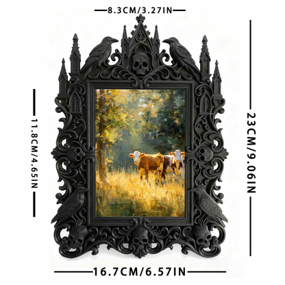Unique-design Gothic Dark-style Photo Frame | Witchy Moon Phase Poster Shop Decor, Photo Ornament, Wall-mountable & Tabletop, Portable Frame