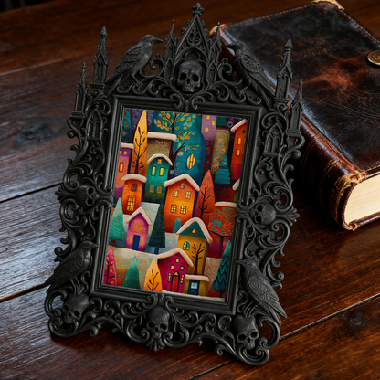 Tough-durable Gothic Dark-style Photo Frame | Gothic Motorcycle Helmet Shop Decor, Photo Ornament, Dual-use Display, Wear-resistant Frame