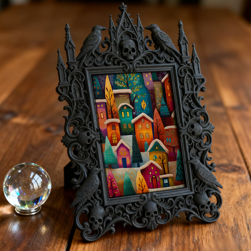 Tough-durable Gothic Dark-style Photo Frame | Gothic Motorcycle Helmet Shop Decor, Photo Ornament, Dual-use Display, Wear-resistant Frame