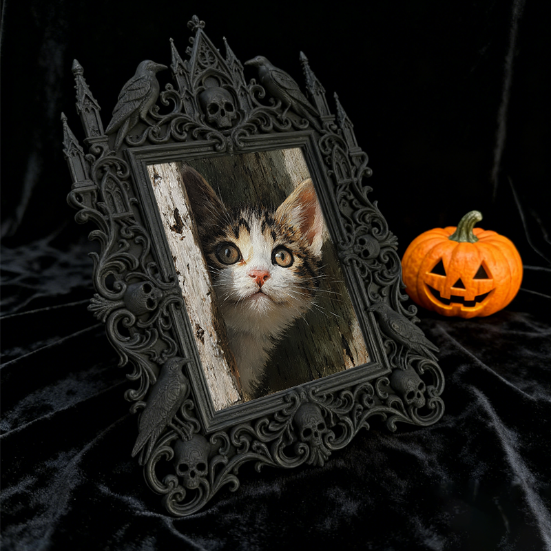Refined-spooky Gothic Dark-style Photo Frame | Paranormal Museum Gift Shop Decor, Photo Ornament, Wall-mountable & Tabletop, Elegant Frame