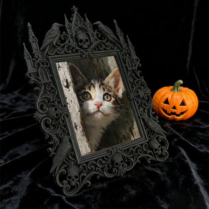 Refined-spooky Gothic Dark-style Photo Frame | Paranormal Museum Gift Shop Decor, Photo Ornament, Wall-mountable & Tabletop, Elegant Frame