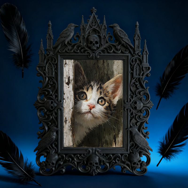 Refined-spooky Gothic Dark-style Photo Frame | Paranormal Museum Gift Shop Decor, Photo Ornament, Wall-mountable & Tabletop, Elegant Frame