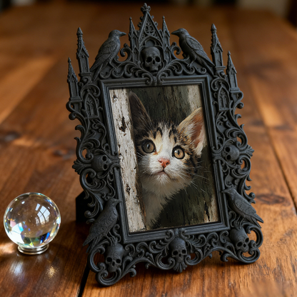 Refined-spooky Gothic Dark-style Photo Frame | Paranormal Museum Gift Shop Decor, Photo Ornament, Wall-mountable & Tabletop, Elegant Frame