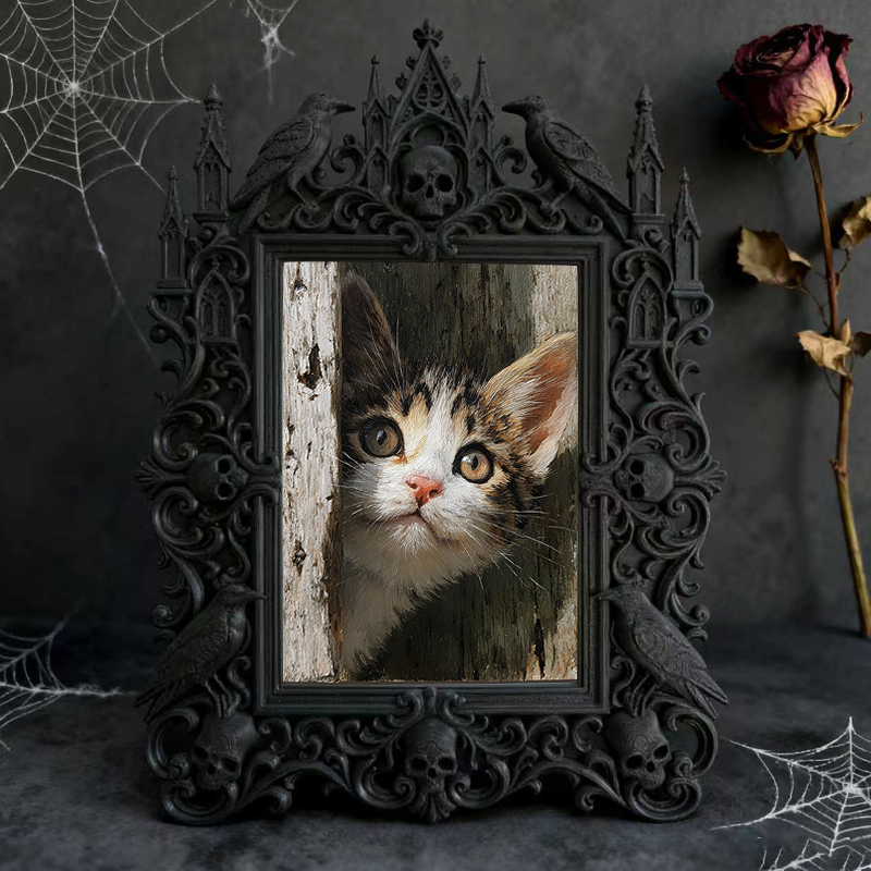 Refined-spooky Gothic Dark-style Photo Frame | Paranormal Museum Gift Shop Decor, Photo Ornament, Wall-mountable & Tabletop, Elegant Frame