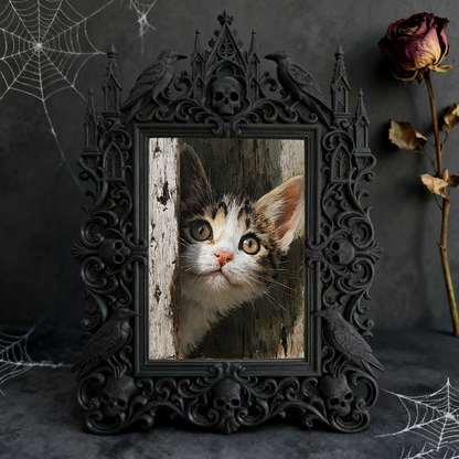 Refined-spooky Gothic Dark-style Photo Frame | Paranormal Museum Gift Shop Decor, Photo Ornament, Wall-mountable & Tabletop, Elegant Frame