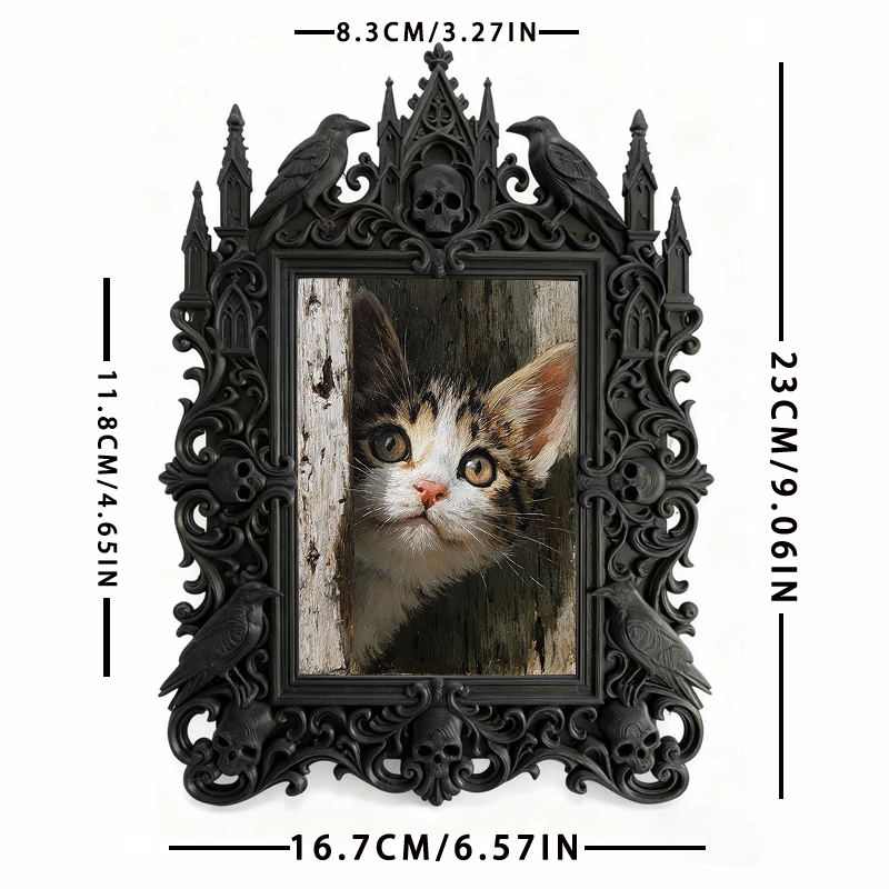 Refined-spooky Gothic Dark-style Photo Frame | Paranormal Museum Gift Shop Decor, Photo Ornament, Wall-mountable & Tabletop, Elegant Frame