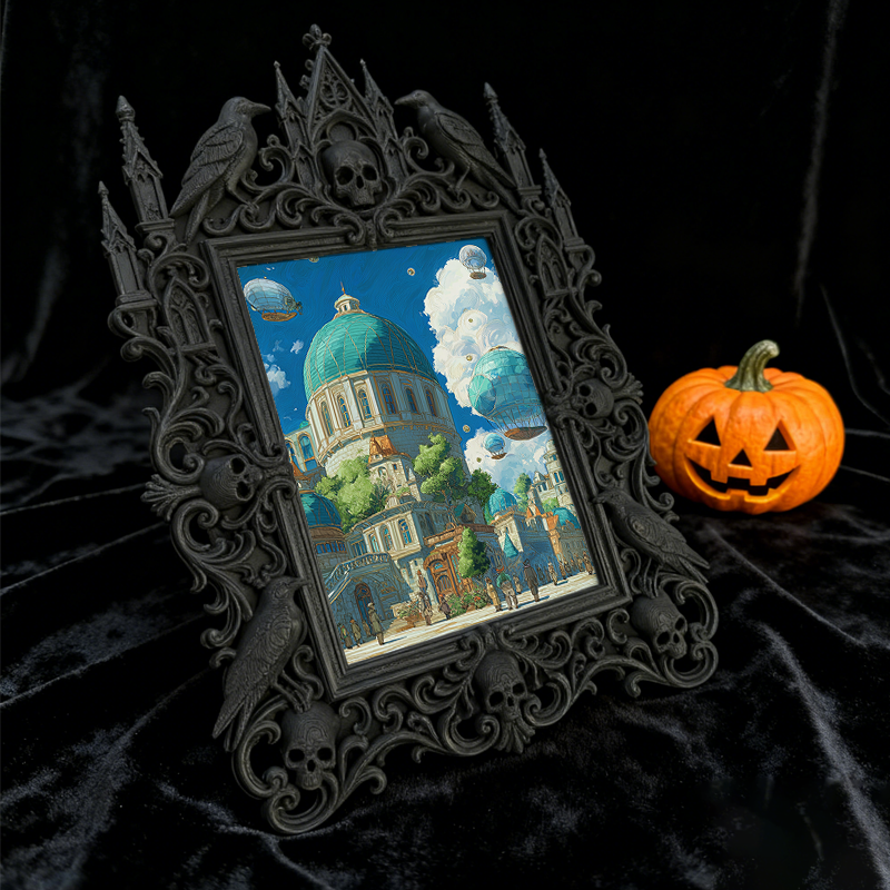 Eye-catching-bold Gothic Dark-style Photo Frame | Dark Fantasy Resin Figurine Shop Decor, Photo Ornament, Wall-mountable & Tabletop, Creativ