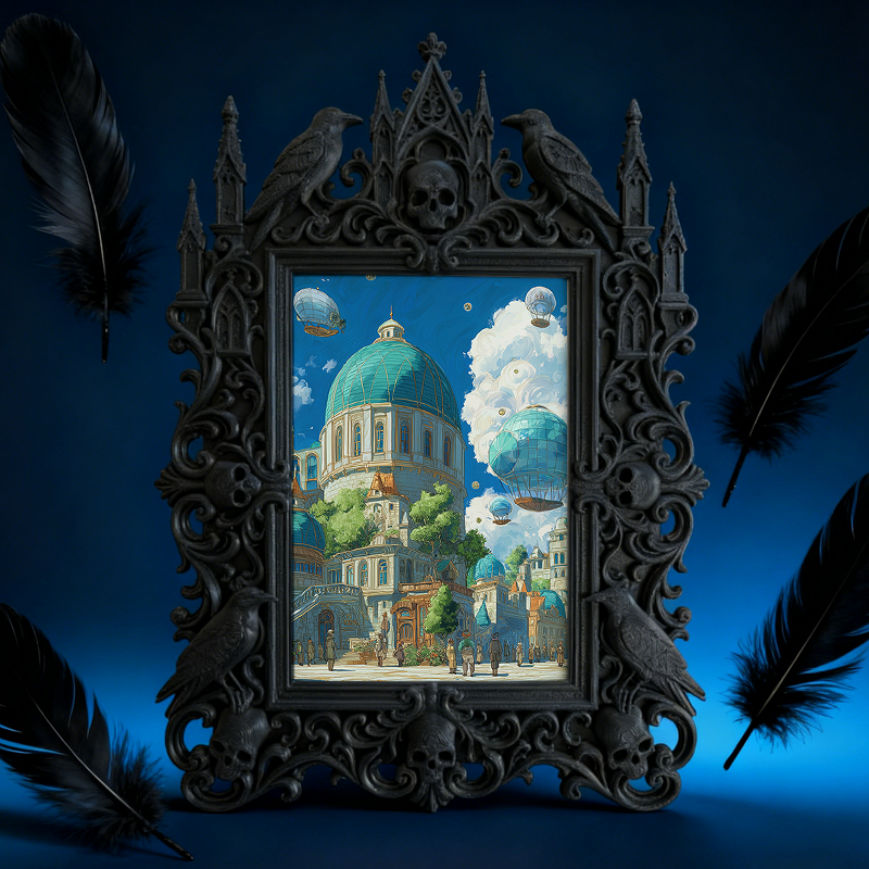 Eye-catching-bold Gothic Dark-style Photo Frame | Dark Fantasy Resin Figurine Shop Decor, Photo Ornament, Wall-mountable & Tabletop, Creativ