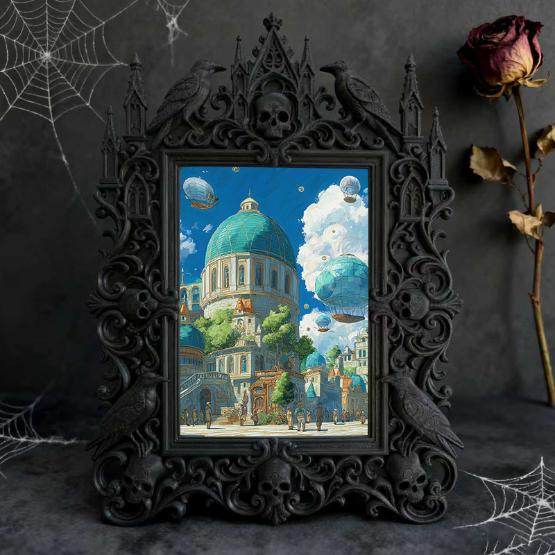 Eye-catching-bold Gothic Dark-style Photo Frame | Dark Fantasy Resin Figurine Shop Decor, Photo Ornament, Wall-mountable & Tabletop, Creativ