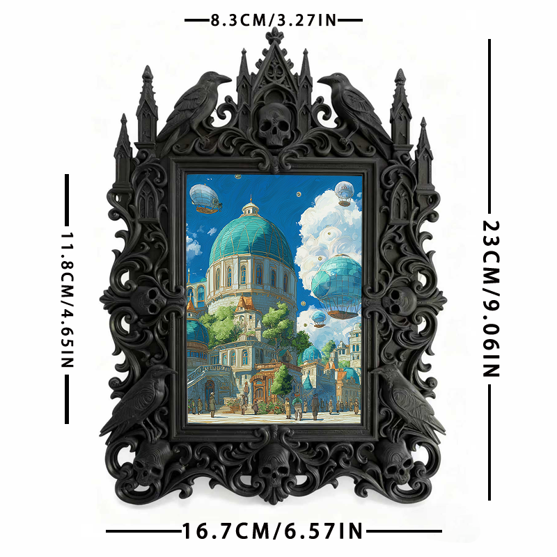 Eye-catching-bold Gothic Dark-style Photo Frame | Dark Fantasy Resin Figurine Shop Decor, Photo Ornament, Wall-mountable & Tabletop, Creativ