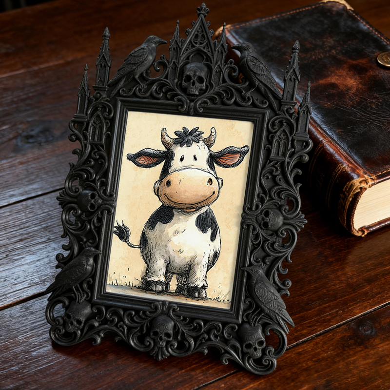 Shop-top-pick Gothic Dark-style Photo Frame | Halloween Haunted House Selfie Spot Decor, Photo Ornament, Wall-mountable & Tabletop, Lightwei