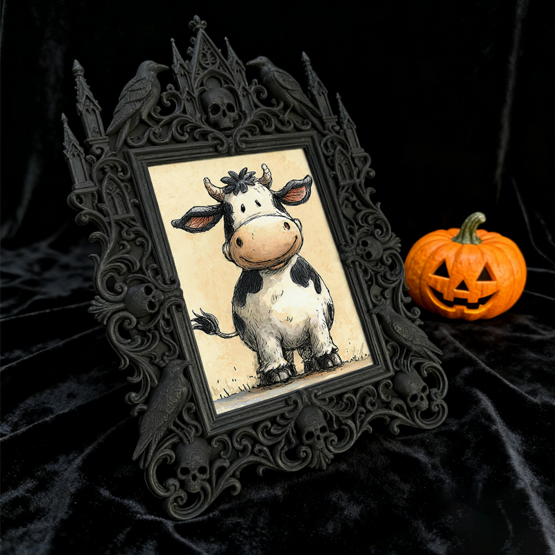 Shop-top-pick Gothic Dark-style Photo Frame | Halloween Haunted House Selfie Spot Decor, Photo Ornament, Wall-mountable & Tabletop, Lightwei