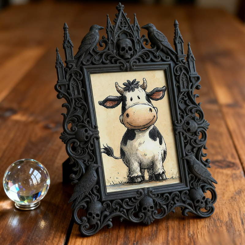 Shop-top-pick Gothic Dark-style Photo Frame | Halloween Haunted House Selfie Spot Decor, Photo Ornament, Wall-mountable & Tabletop, Lightwei