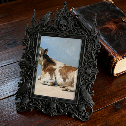 Highly-sought Gothic Dark-style Photo Frame | Dark Fantasy LARP Event Camp Decor, Photo Ornament, Wall-mountable & Tabletop, Scratch-resista