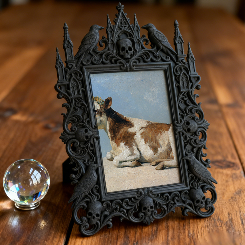 Highly-sought Gothic Dark-style Photo Frame | Dark Fantasy LARP Event Camp Decor, Photo Ornament, Wall-mountable & Tabletop, Scratch-resista
