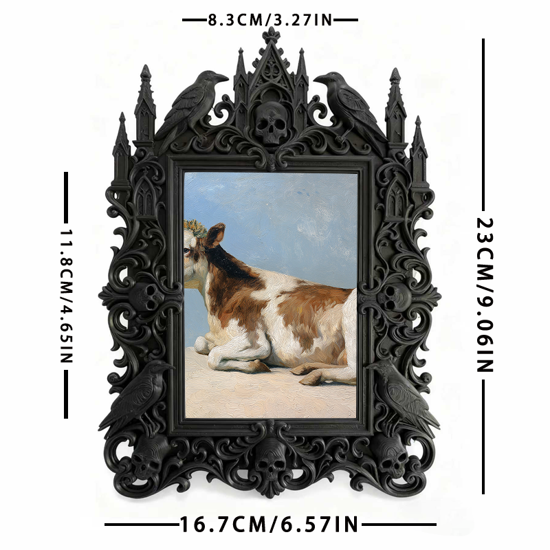 Highly-sought Gothic Dark-style Photo Frame | Dark Fantasy LARP Event Camp Decor, Photo Ornament, Wall-mountable & Tabletop, Scratch-resista