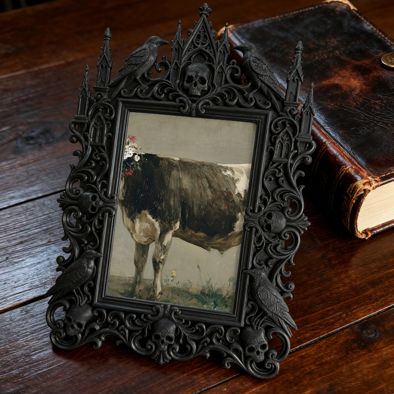 Trend-alert Gothic Dark-style Photo Frame | Gothic Wedding Bridal Shower Decor, Photo Ornament, Wall/Table Dual-use, Eco-friendly Frame