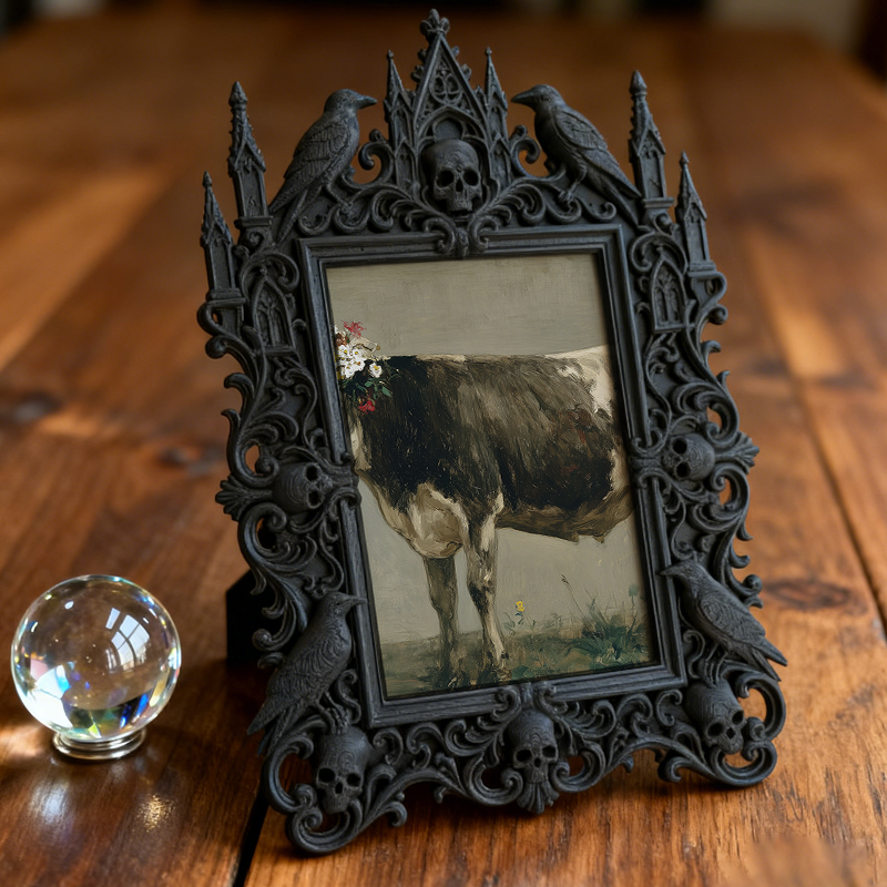 Trend-alert Gothic Dark-style Photo Frame | Gothic Wedding Bridal Shower Decor, Photo Ornament, Wall/Table Dual-use, Eco-friendly Frame