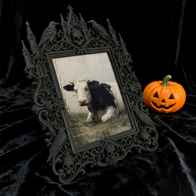Must-snag Gothic Dark-style Photo Frame | Horror Movie Marathon Night Decor, Photo Ornament, Wall-mountable & Tabletop, Slim Frame