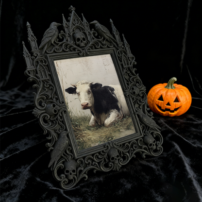 Must-snag Gothic Dark-style Photo Frame | Horror Movie Marathon Night Decor, Photo Ornament, Wall-mountable & Tabletop, Slim Frame
