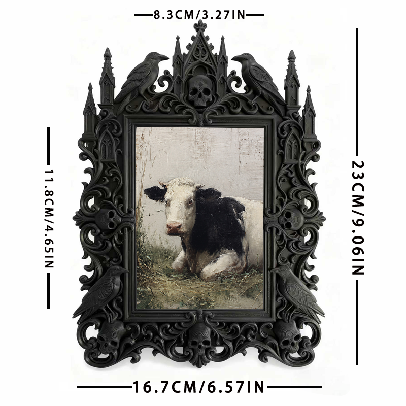 Must-snag Gothic Dark-style Photo Frame | Horror Movie Marathon Night Decor, Photo Ornament, Wall-mountable & Tabletop, Slim Frame